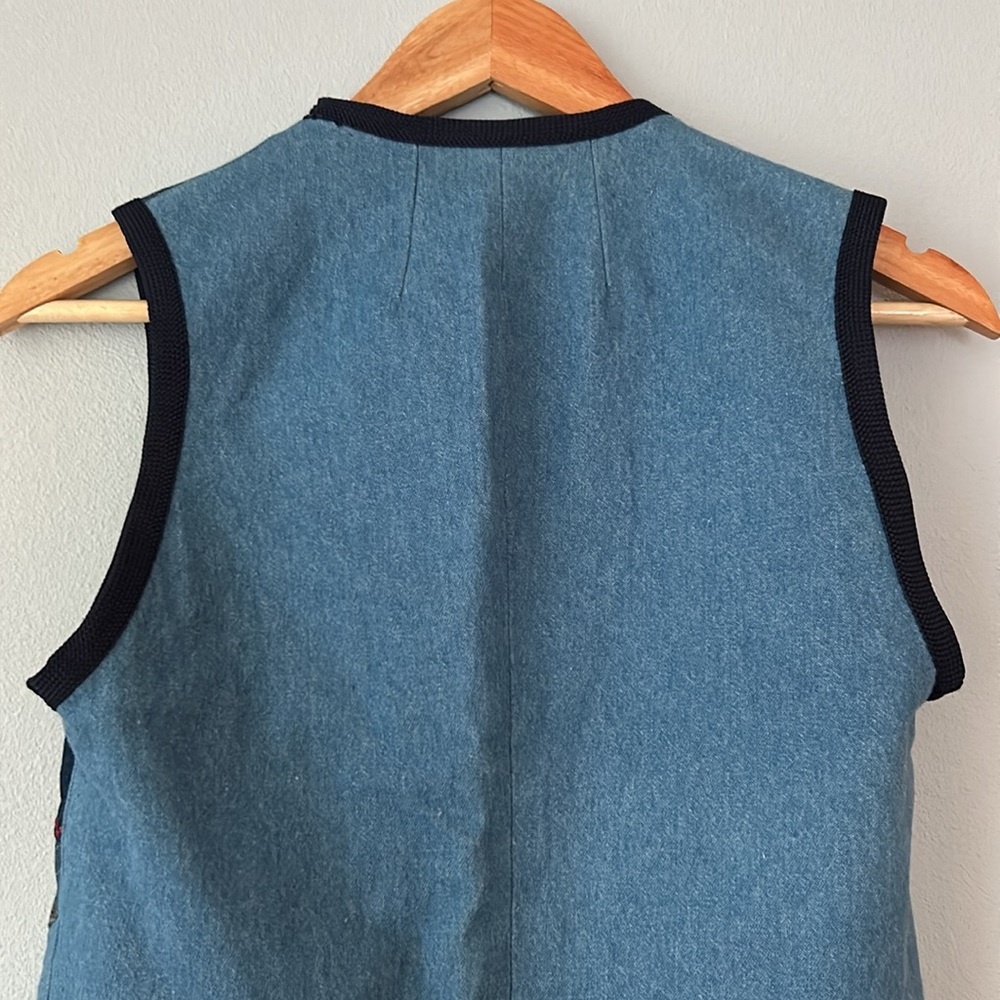 Handmade Vintage Patchwork Denim Embroidered Open… - image 7